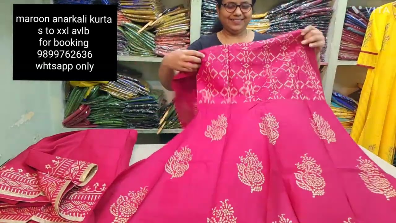 Maroon anarkali kurta Elegant  Anarkali Kurta with beautiful golden print and graceful flare ✨ 