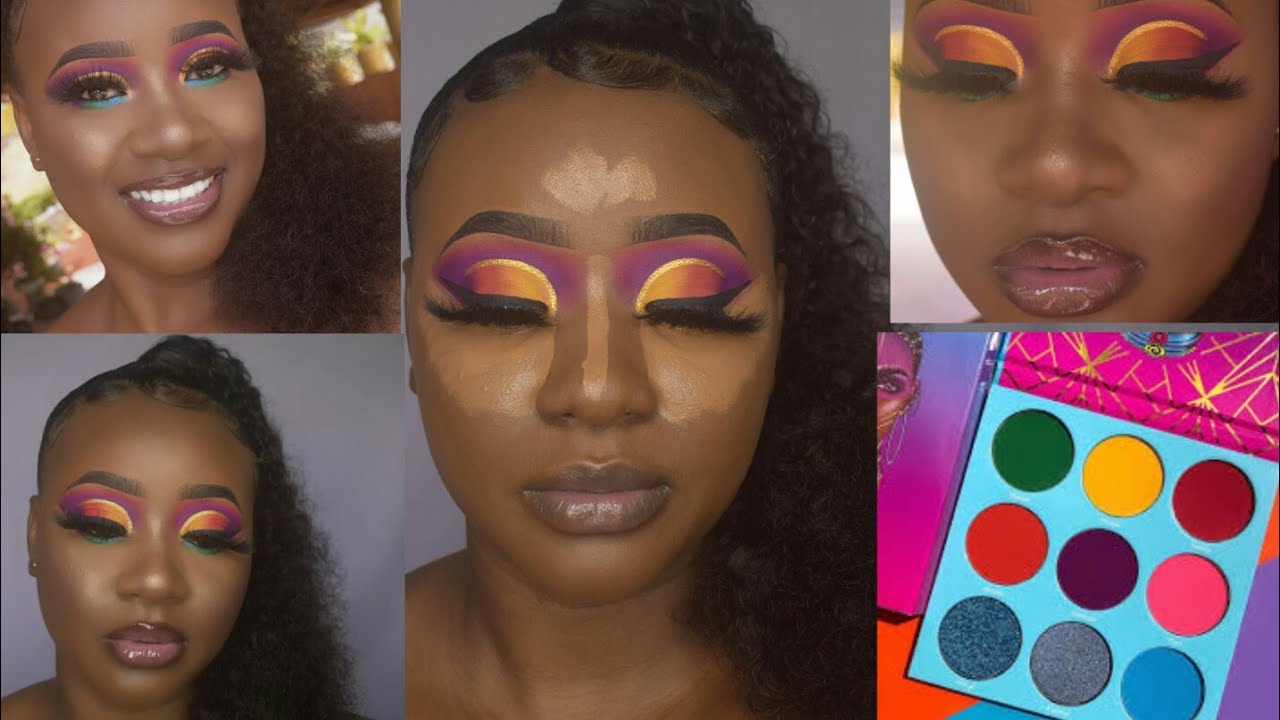 Juvia's Place Palette Tutorial - Warrior 3- Colourful Cutcrease Eyeshadow Makeup for Black Women