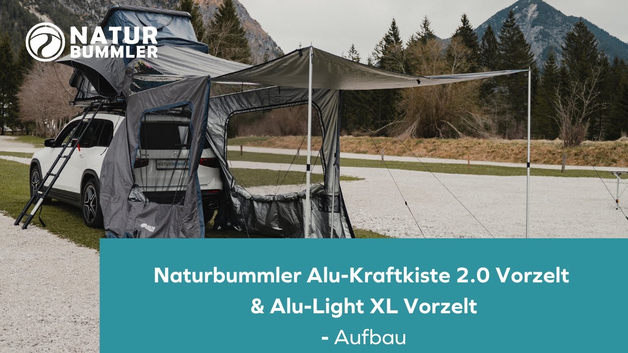 Naturbummler Alu-Kraftkiste 2.0 Vorzelt & Alu-Light XL Vorzelt | Aufbau
