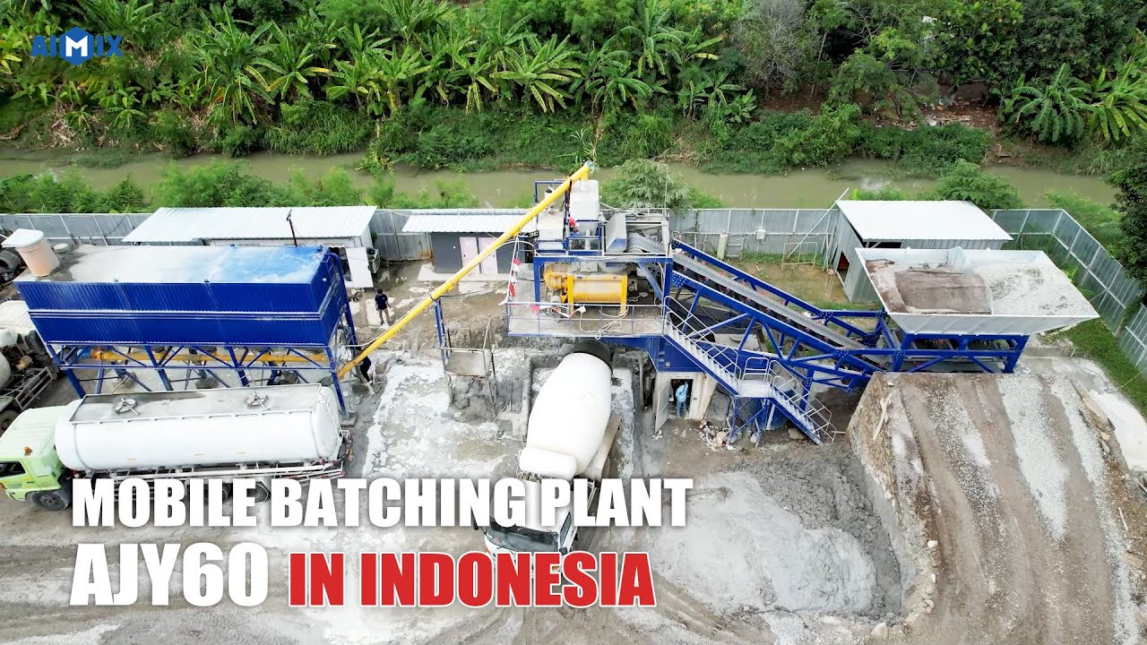AIMIX AJY-60 Mobile Batching Plant In Indonesia丨Production - Concrete Transport