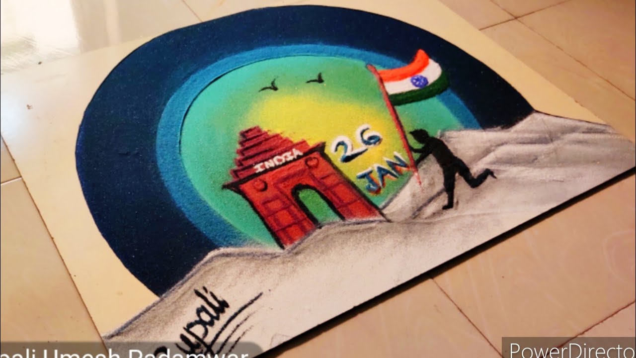 Republic day rangoli design/prajasattak din rangoli/26 january rangoli designs/ganrajya din rangoli😍