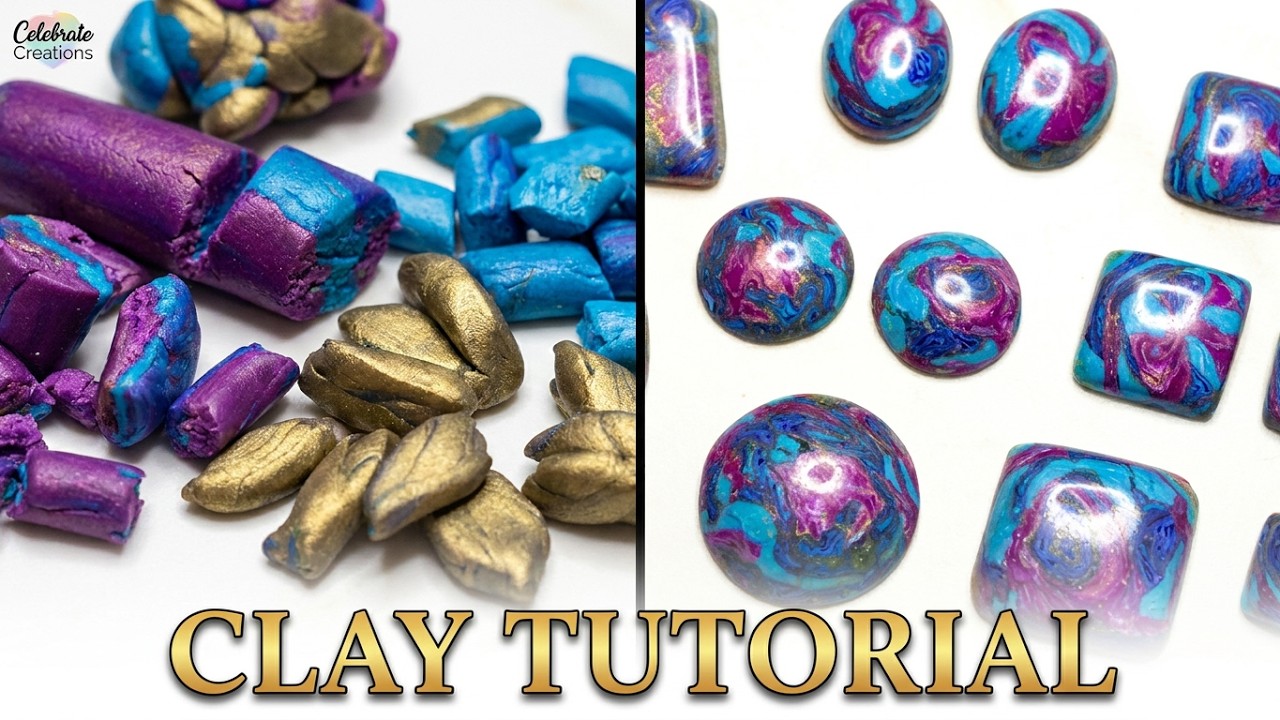 Easy Polymer Clay Cabochon Making - Purple Haze - Polymer Clay Tutorial