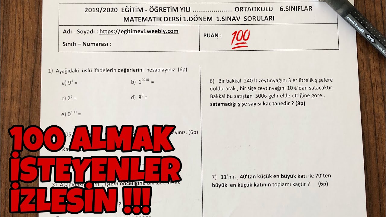 7.SINIF İNGİLİZCE 1.DÖNEM 1.YAZILI