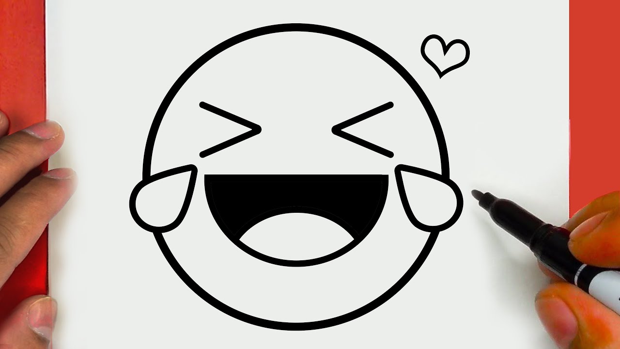 HOW TO DRAW A CUTE EMOJI LAUGHING, STEP BY STEP, DRAW Cute things