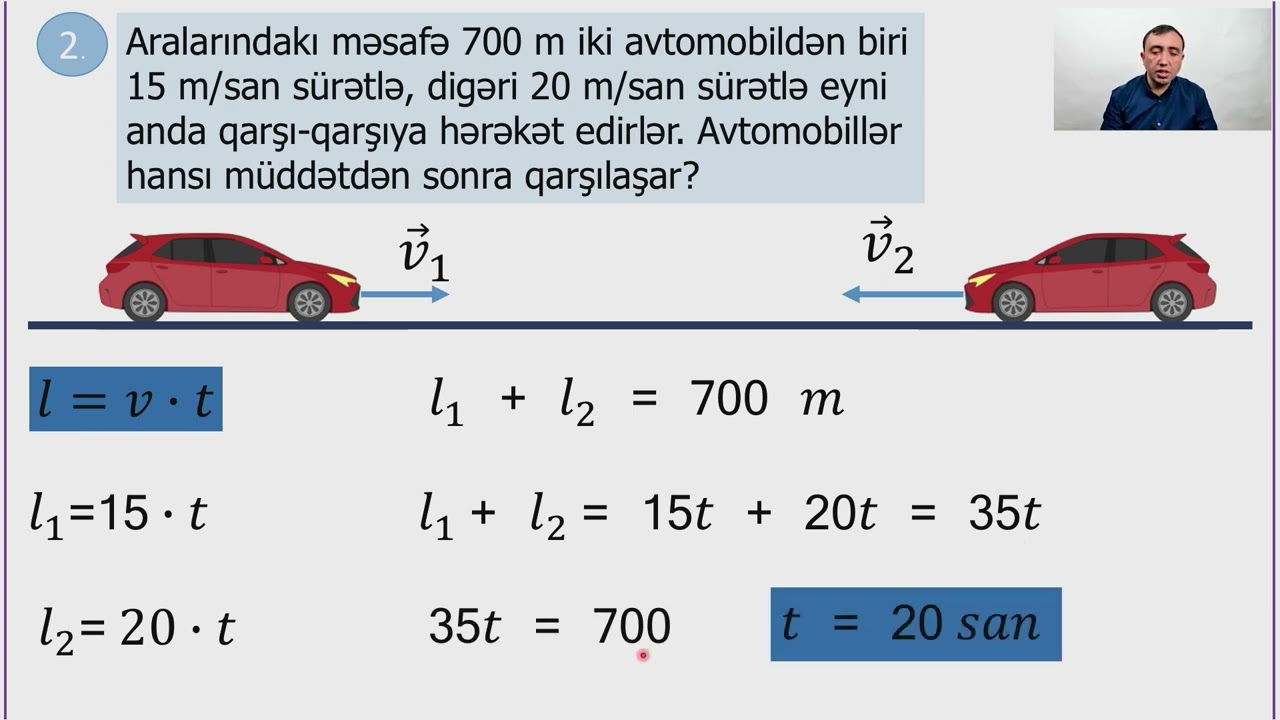 Rəqəmsal məktəb - Fizika VII sinif - Düzxətli bərabərsürətli hərəkət (ev tapşırığı)