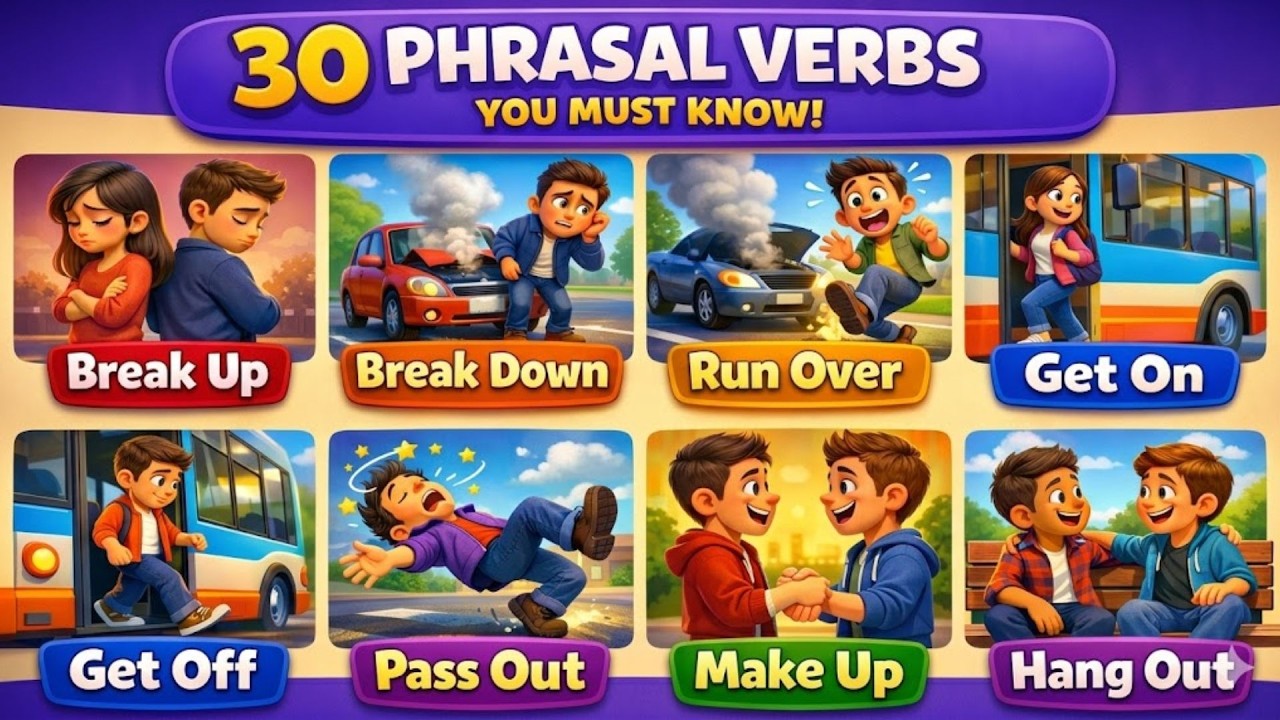 30 Common Phrasal Verbs in English | Daily English with Examples