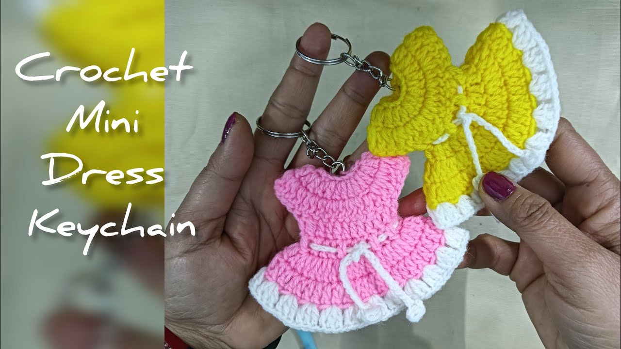 Crochet Mini Dress Keychain 🧶|| Step-By-Step For Beginners 🌸