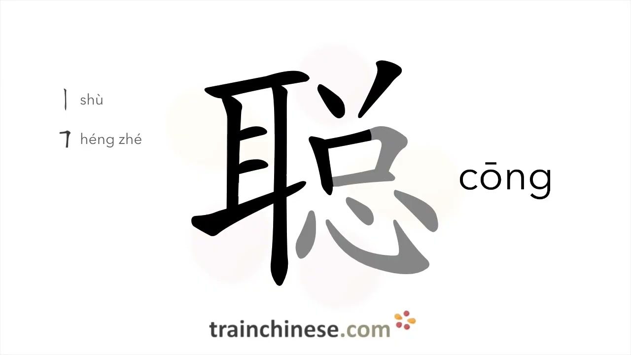How to write 聪 (cōng) – bright – stroke order, radical, examples and spoken audio