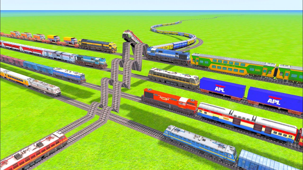 BUMPY🚂💨😨CROSSING OF TEN TRAINS TOGETHER WITH WAP9 WDM3D WAG7 WDP4 WAG12 RAILROADCROSSING |Train Sim|