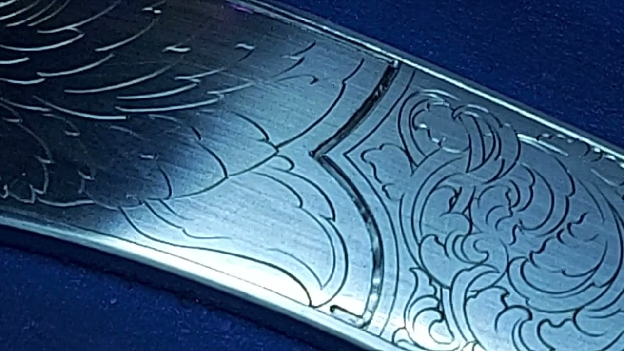 HAND ENGRAVING A WILLIAM HENRY KNIFE (PART TWO , CUTTING CHANNELS FOR INLAY)