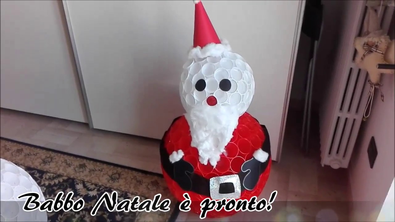 Tutorial Babbo Natale lavoretto con bicchieri di plastica - Santa Claus with glasses