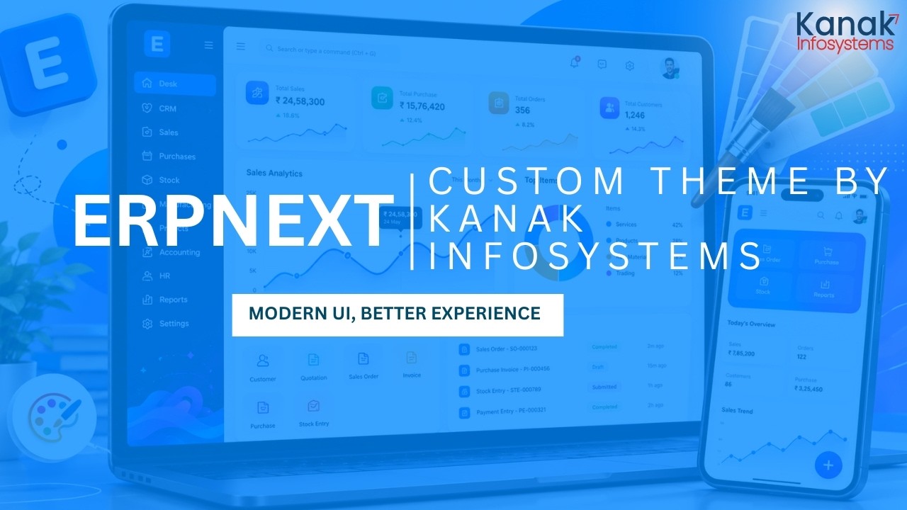 Пользовательская тема оформления ERPNext от Kanak Infosystems | Современный пользовательский инте...