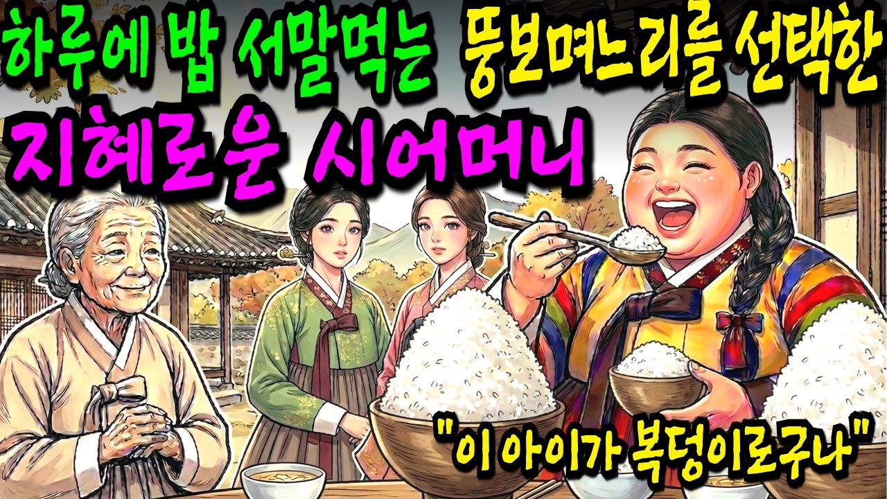 하루에 밥 서말 먹는 뚱보며느리를 선택한 지혜로운 시어머니 | 야담&middot;민담&middot;전설&middot;설화&middot;옛날이야기&middot;오디오북