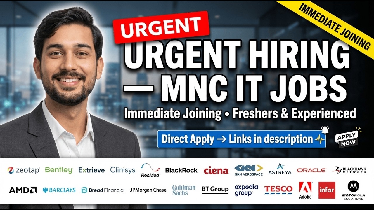 MNC IT Jobs Alert — Urgent Hiring for Freshers & Experienced