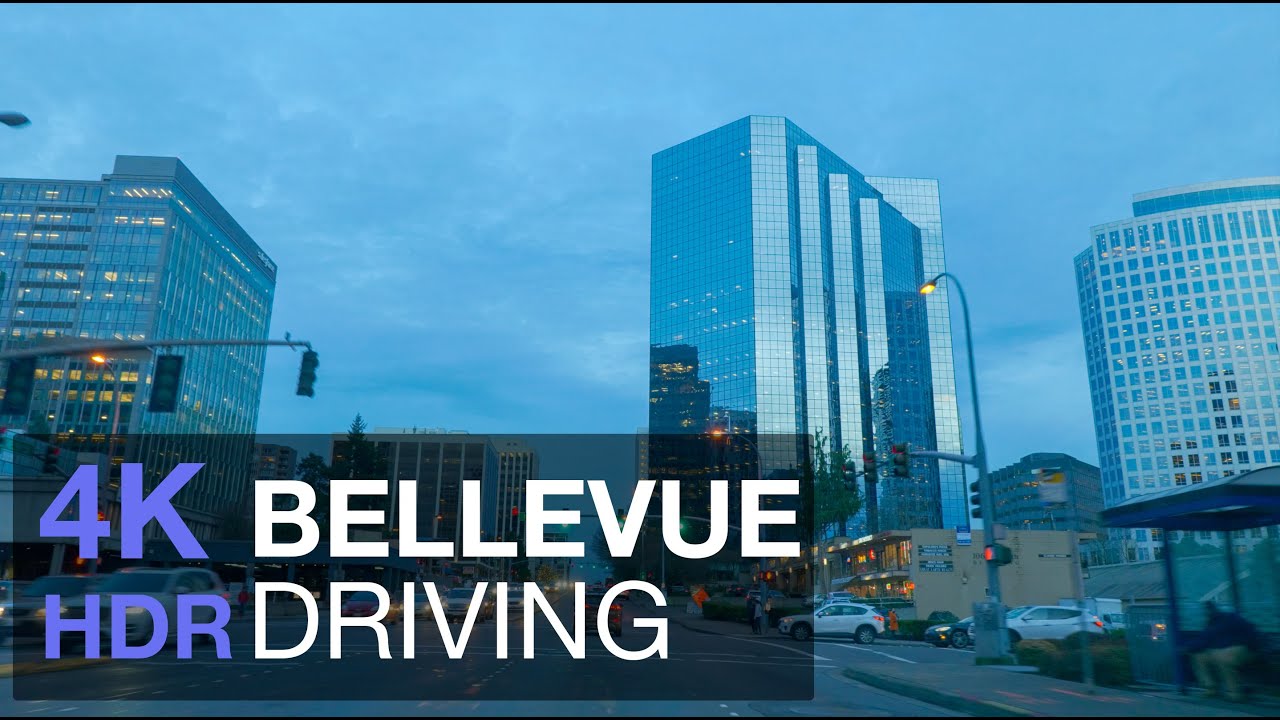 Driving Downtown - Bellevue 4K UHD HDR - Seattle USA