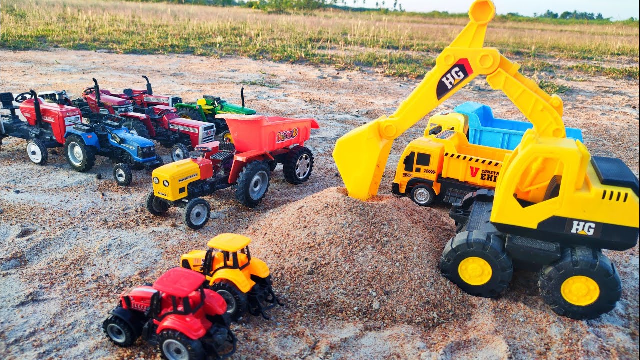 Excavator full loaded hmt 5911 tractor trolley | Toy Tractor you tube | Toy Excavator | Toyz Ology