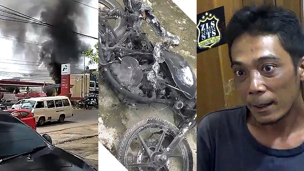 Isi Bensin hingga Luber, Motor Milik Abni Terbakar di SPBU Simpang BLK Sampai Gosong