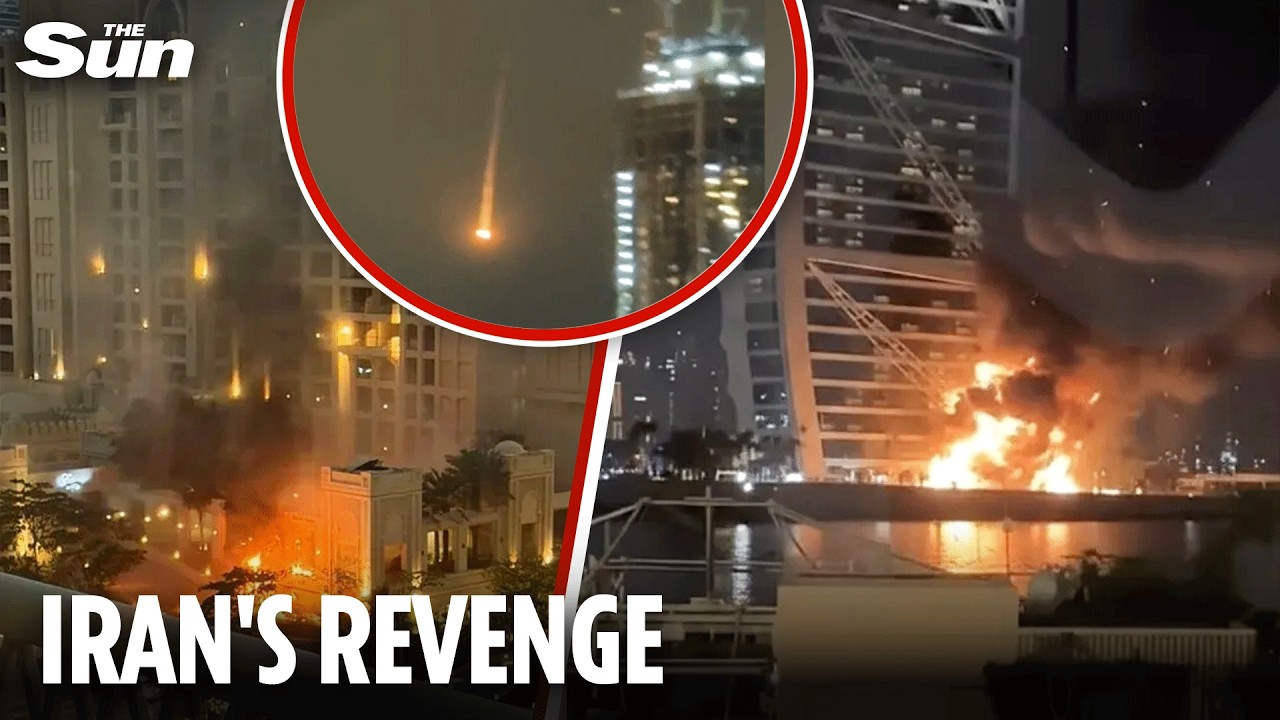 Dubai&rsquo;s iconic Burj Al Arab hotel engulfed in flames after being &lsquo;hit by Iran suicide drone&rsquo;