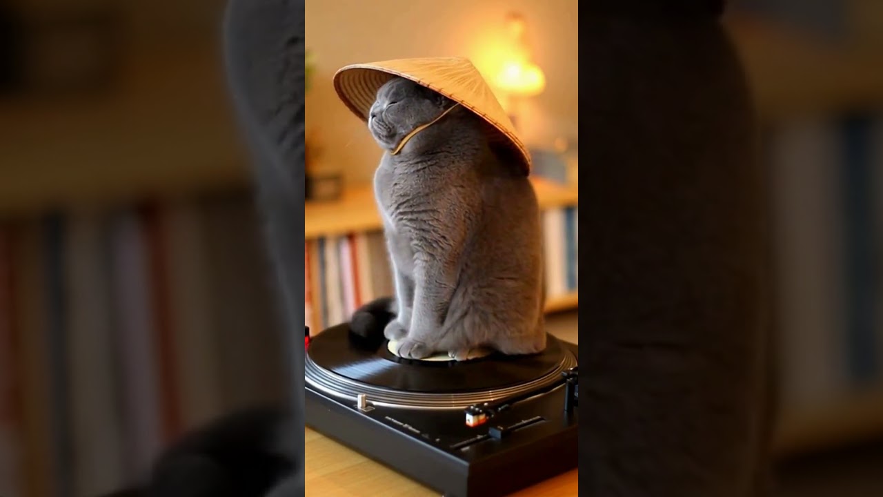 Zen Cat Spin 🌀🎋 Japanese Vinyl Aesthetic 