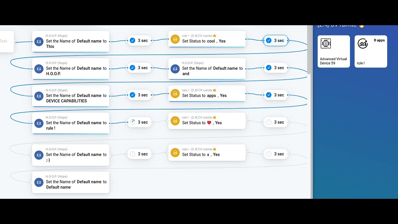 Screenvid: HOMEY - Change devicename and -status with Advanced flows