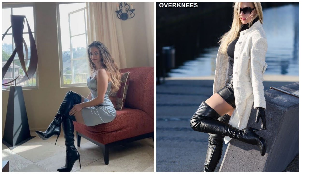 Hot and trendy leather thigh-high heels long boots for women
