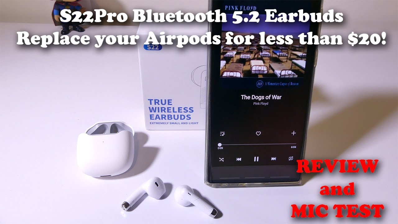 S22Pro Bluetooth 5.2 Earbuds REVIEW and MIC Test   Replace your Airpods for less than $20!