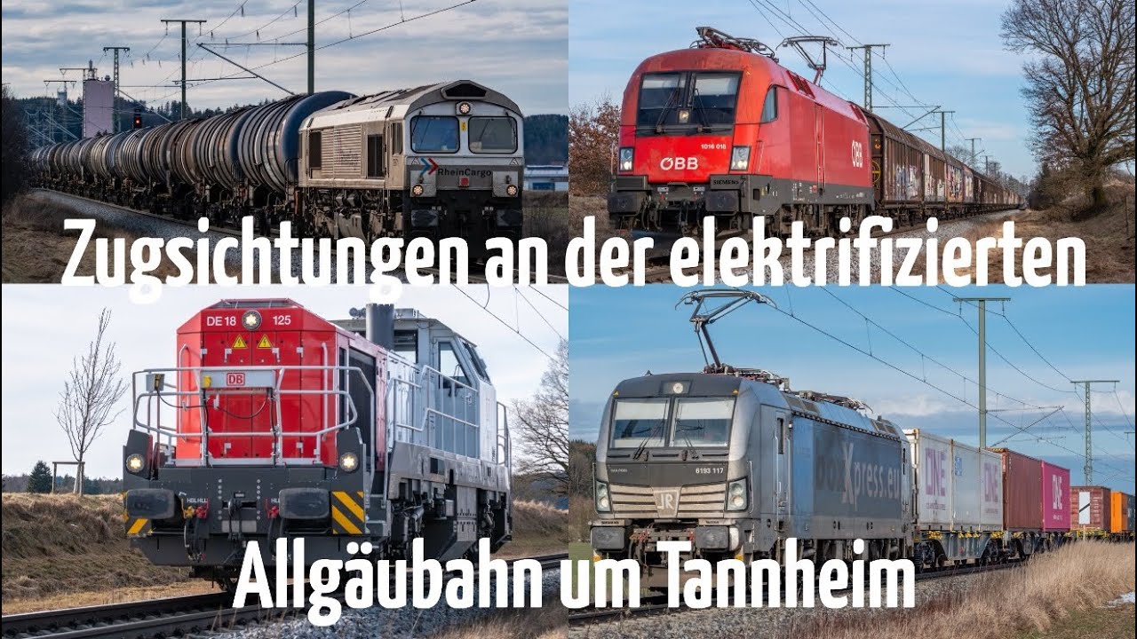 Zugsichtungen an der elektrifizierten Allgäubahn um Tannheim: Rheincargo, Boxxpress, Redbull, DBC