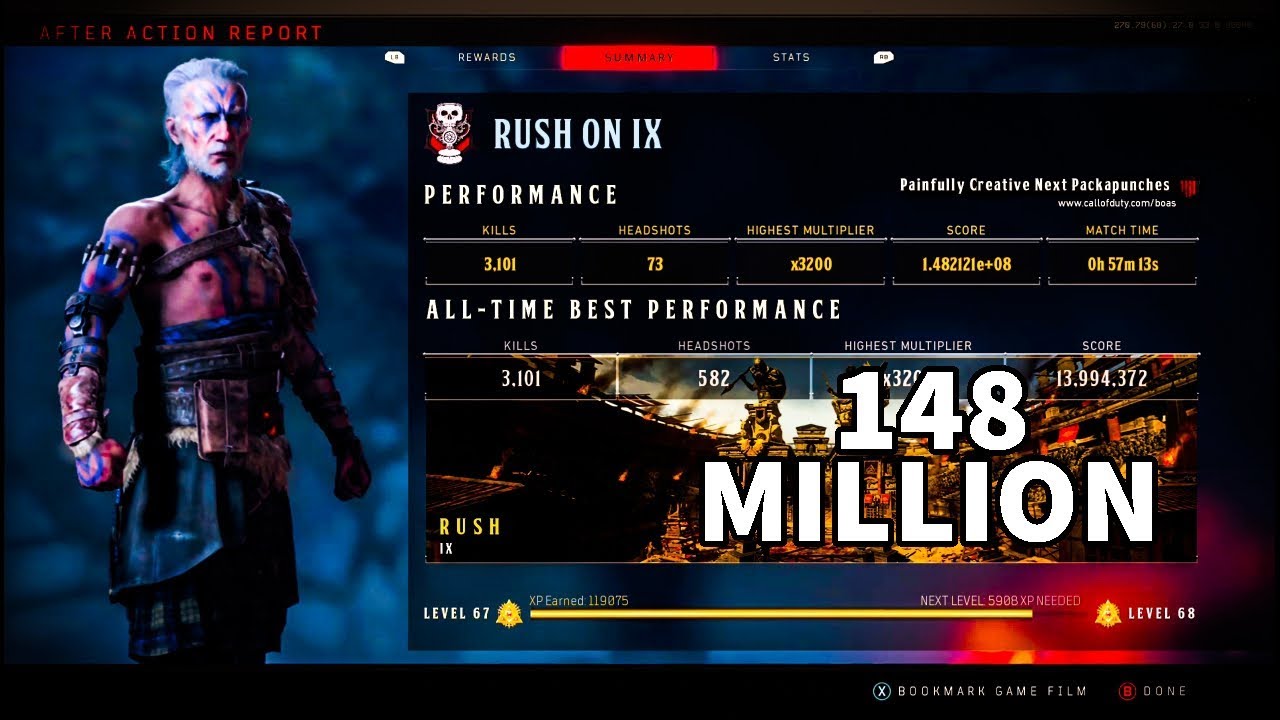 BO4 Zombie Rush: IX 148 MILLION POINTS (3200x Multiplier)