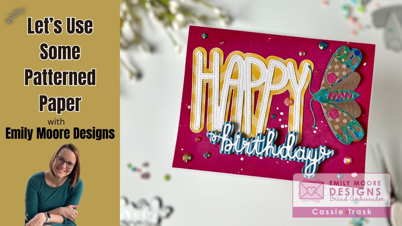 Давайте используем бумагу с узором и штампы от Emily Moore Designs.