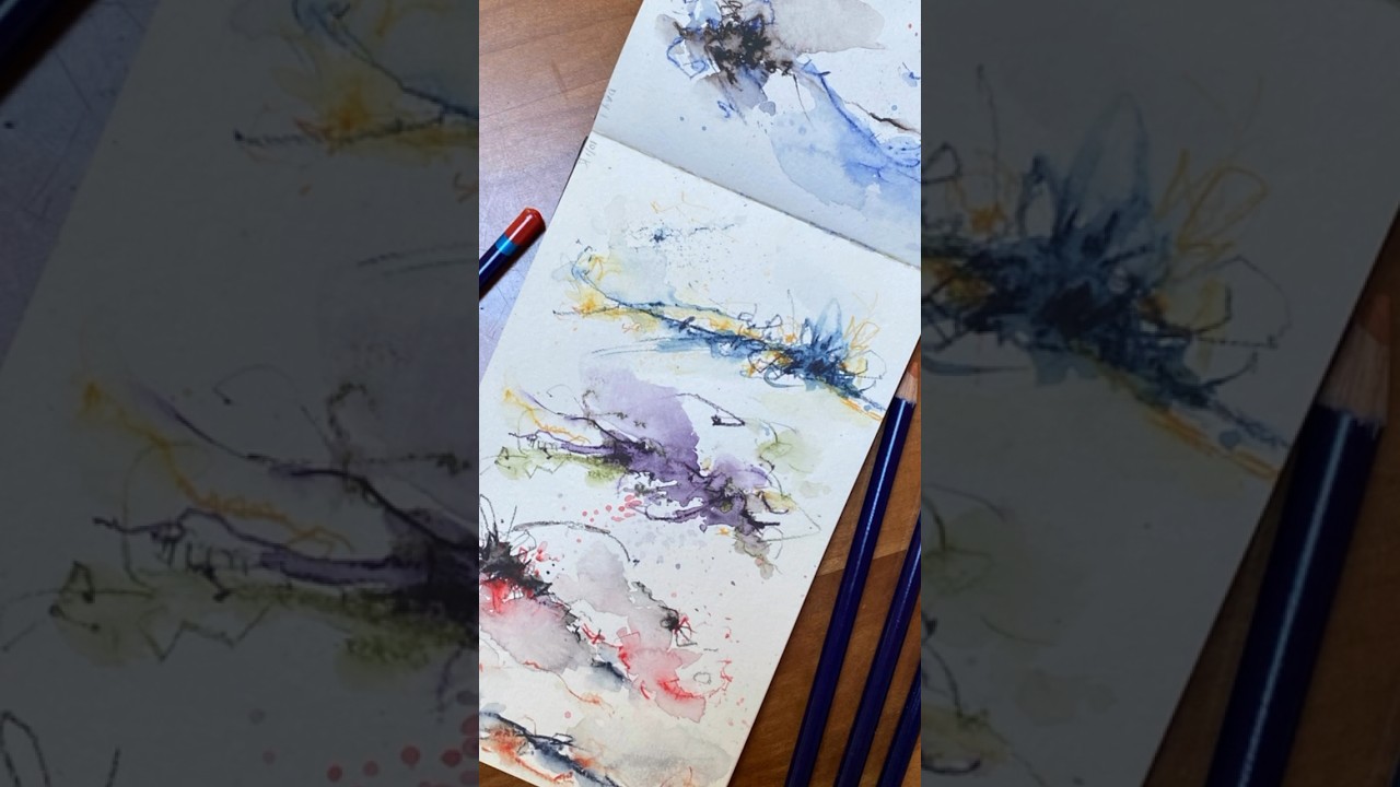 Abstract Color Swatch | #paintingshorts #abstractlandscape #swatches #inktense #watercolorpainting