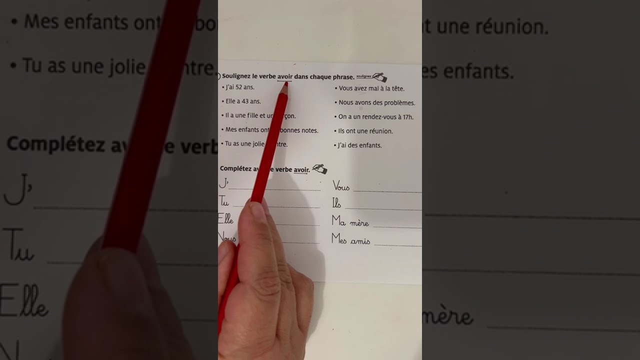 Le verbe avoir au présent à l’indicatif