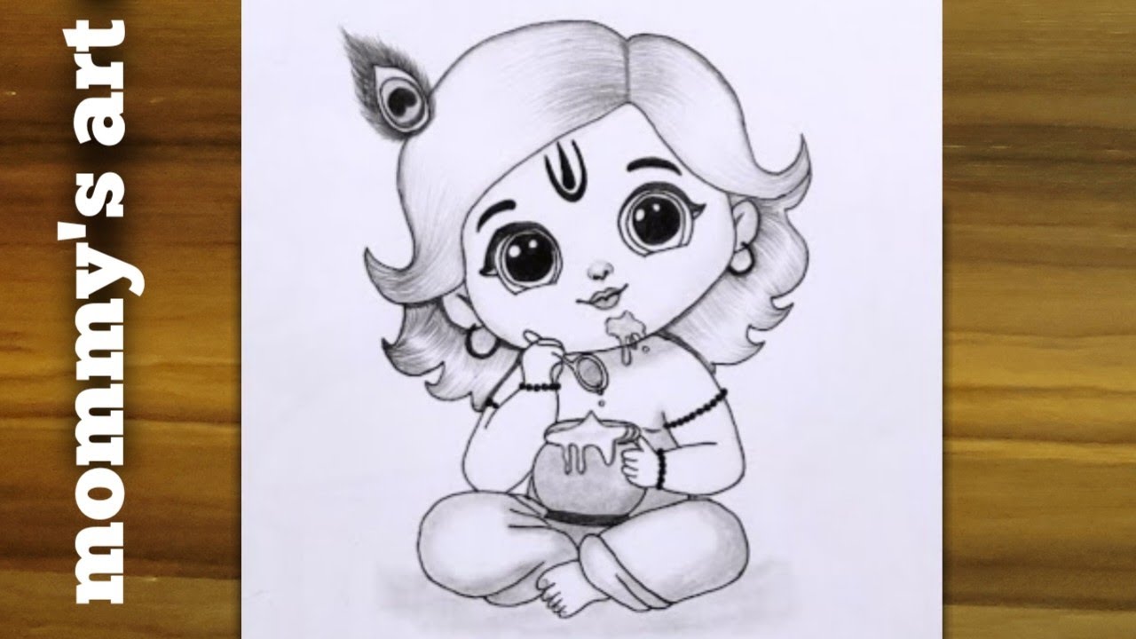 Little Krishna Beautiful Drawing Step By Step | Krishna Ji Drawing Easy 