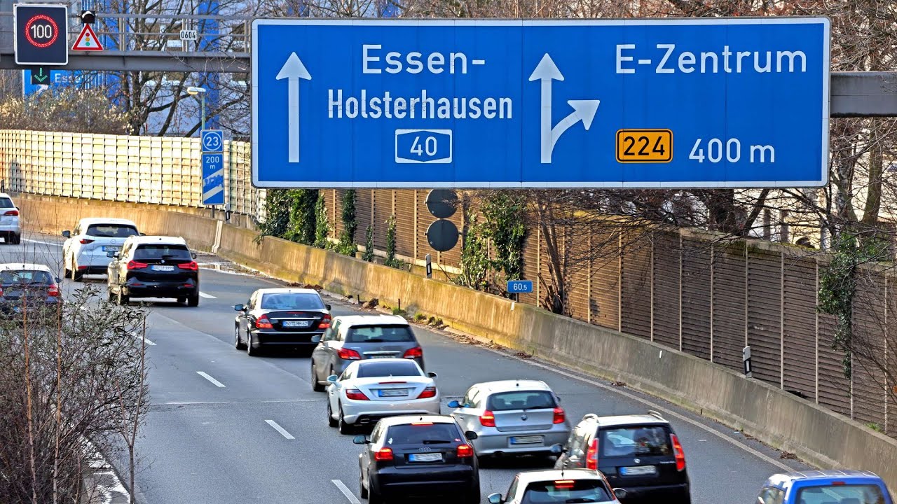 4k Relaxed Driving on the Autobahn A40 in Germany from Dortmund in Western Germany