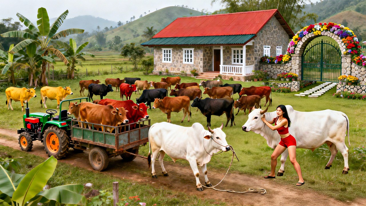 Use Truck to Buy 1000+ Giant Cow from Farmer -- Traders Come to The Farm to Transport Lots of Cows
