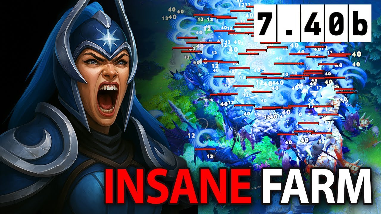 Immortal Luna carry gameplay with insane farm in patch 7.40b.