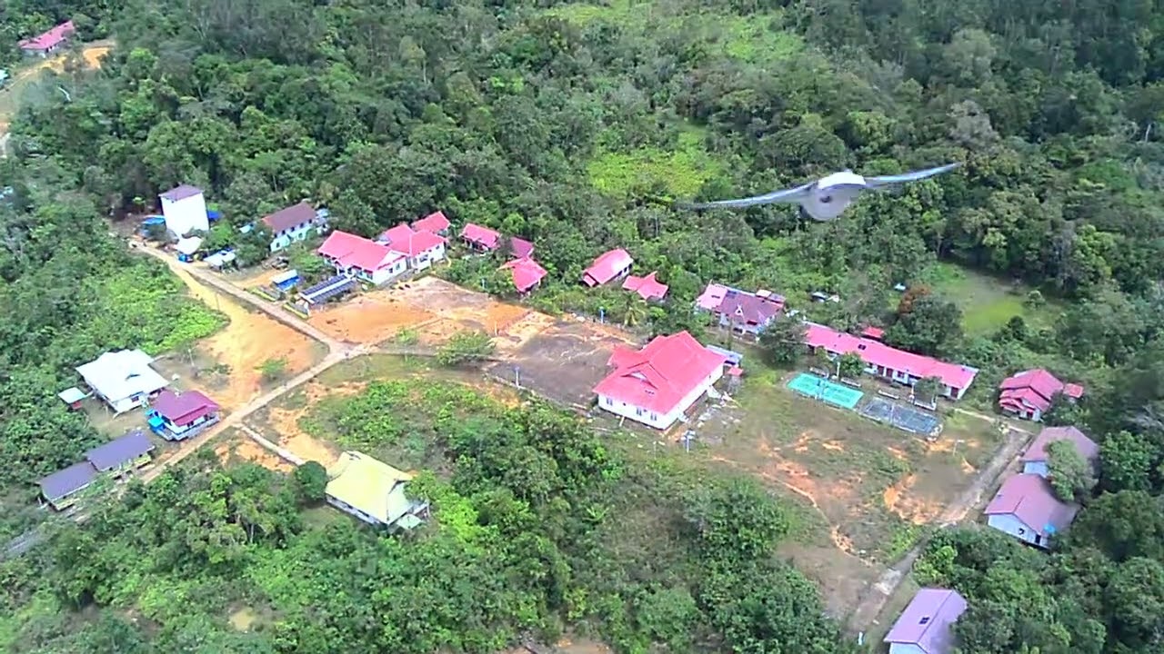 Pemandangan desa sore hari dengan drone SX-1