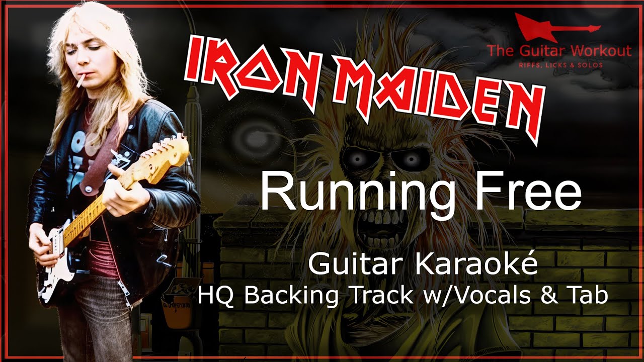 Iron Maiden - Running Free (HQ Backing Track with vocals & tab | Guitar Karaoke)