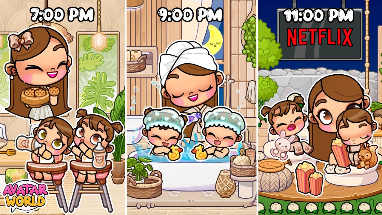 MI NUEVA RUTINA POR LA NOCHE CON MIS HIJAS 🌙 FELIZ Y RELAJANTE 🫧 Avatar World | Alicia Gameplays 🩷