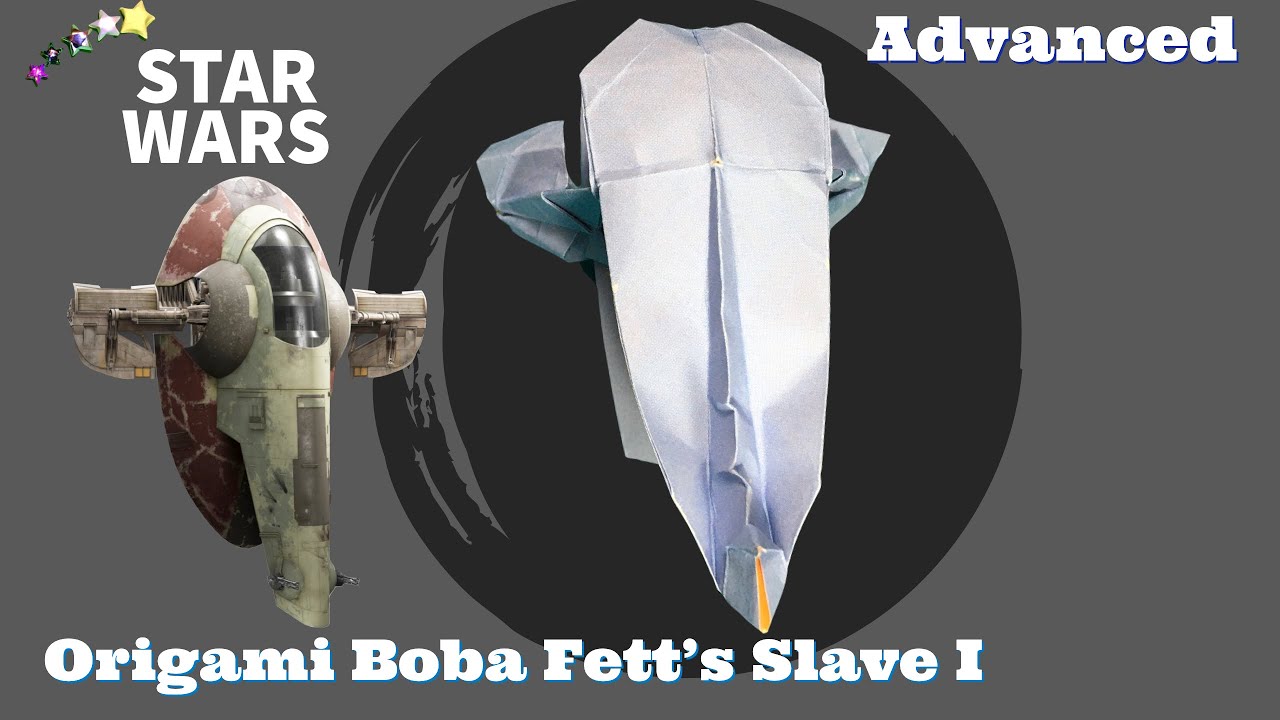 How to make Star Wars origami Boba Fett’s Slave I paper fold spaceship. Advanced folding crafts.