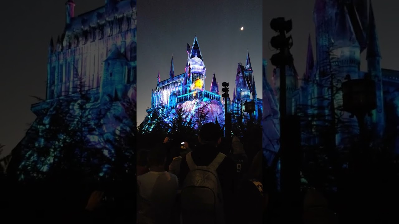 The Nightime  lights at Hogwarts Castle  fireworks Show Universal Studios #harrypotter #hogwarts