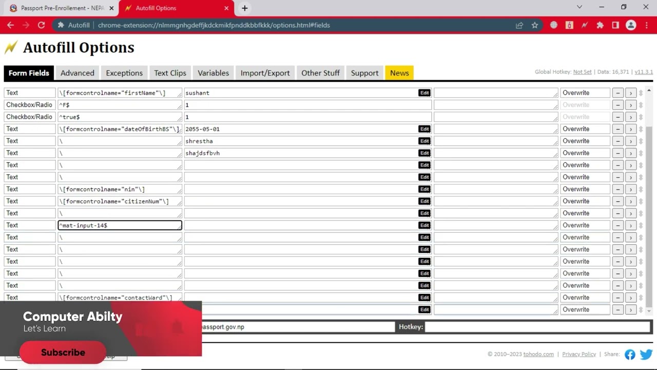 How to use autofill in a easy way while filling epassport form or any online form.