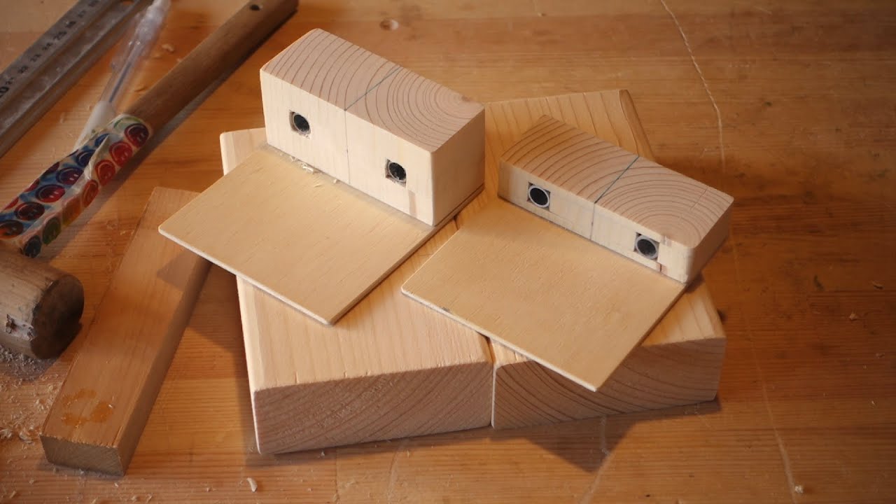 [DIY] ドリル無しで２x４の端材からダボ穴治具を作る