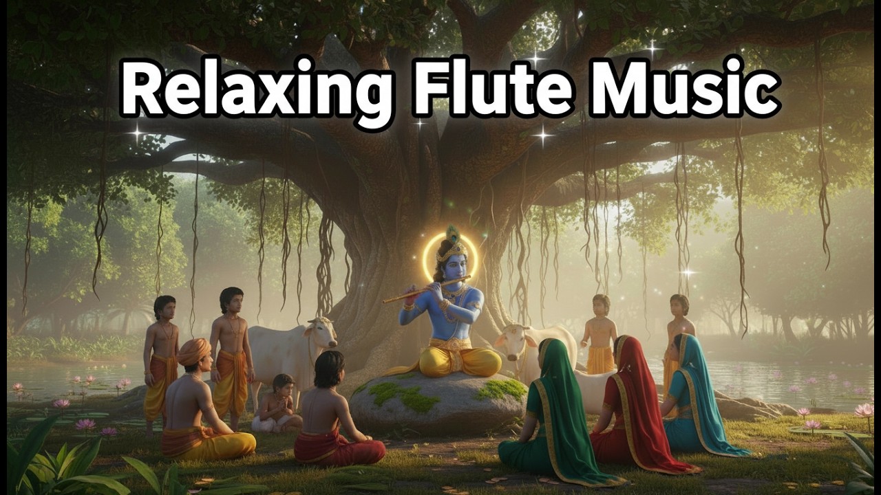 Lord Krishna Flute – Divine Ambience for relaxation | ASMR | 4K  Video Spiritual Sleep & Meditation