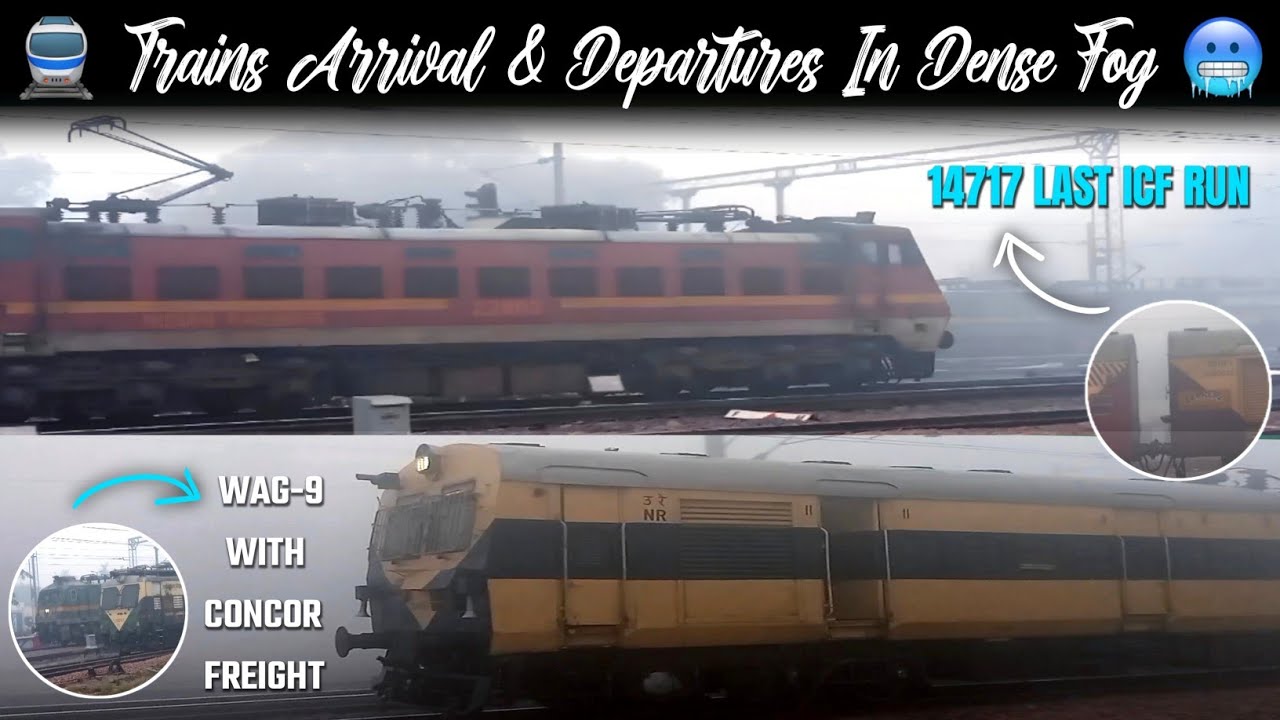 Trains Arrival & Departures From Rohtak Jn. In Winter Morning 🥶🚆 | Trains In Dense Fog 
