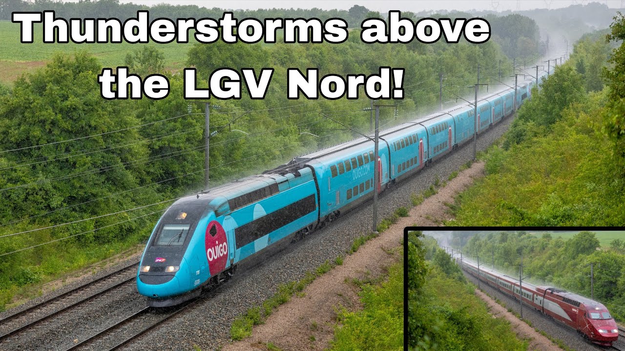 Stormy Skies, Fast Trains: LGV Nord Under Thunder and Trembling Overpasses