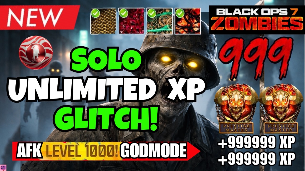 *NEW* BO7 SOLO AFK UNLIMITED XP GLITCH! GODMODE LEVEL 1000 + UNLOCK EVERYTHING | BO7 ZOMBIES GLITCH