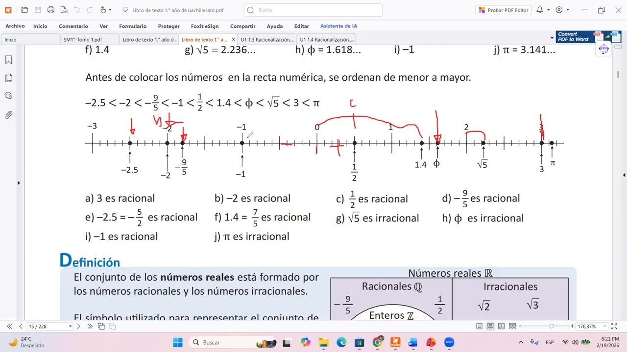 U1 1.6 Definición de los números reales: la recta numérica