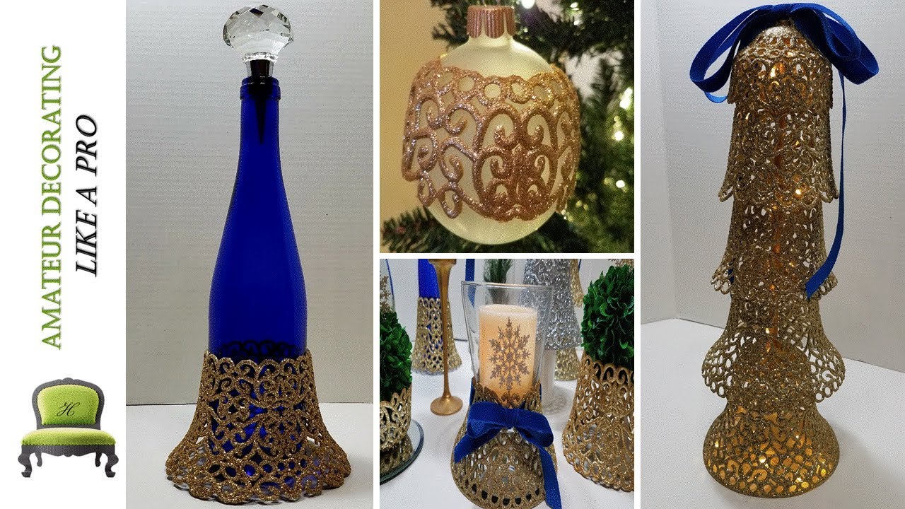 Dollar Tree Christmas Bell  DIY's| Bottle & Candle Wraps , Christmas Tree & More - #1