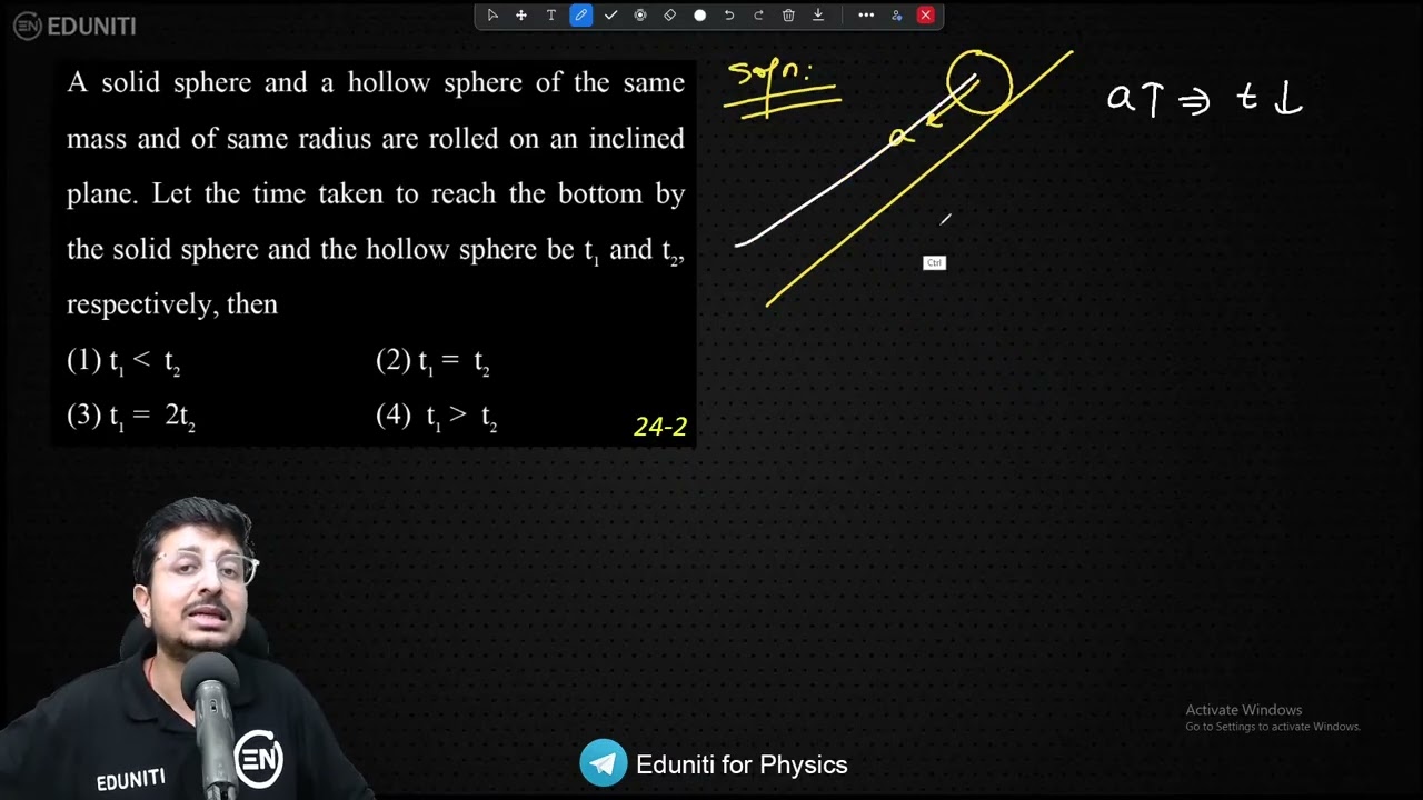 A solid sphere and a hollow sphere of the same mass and of same radius are rolled on an inclined