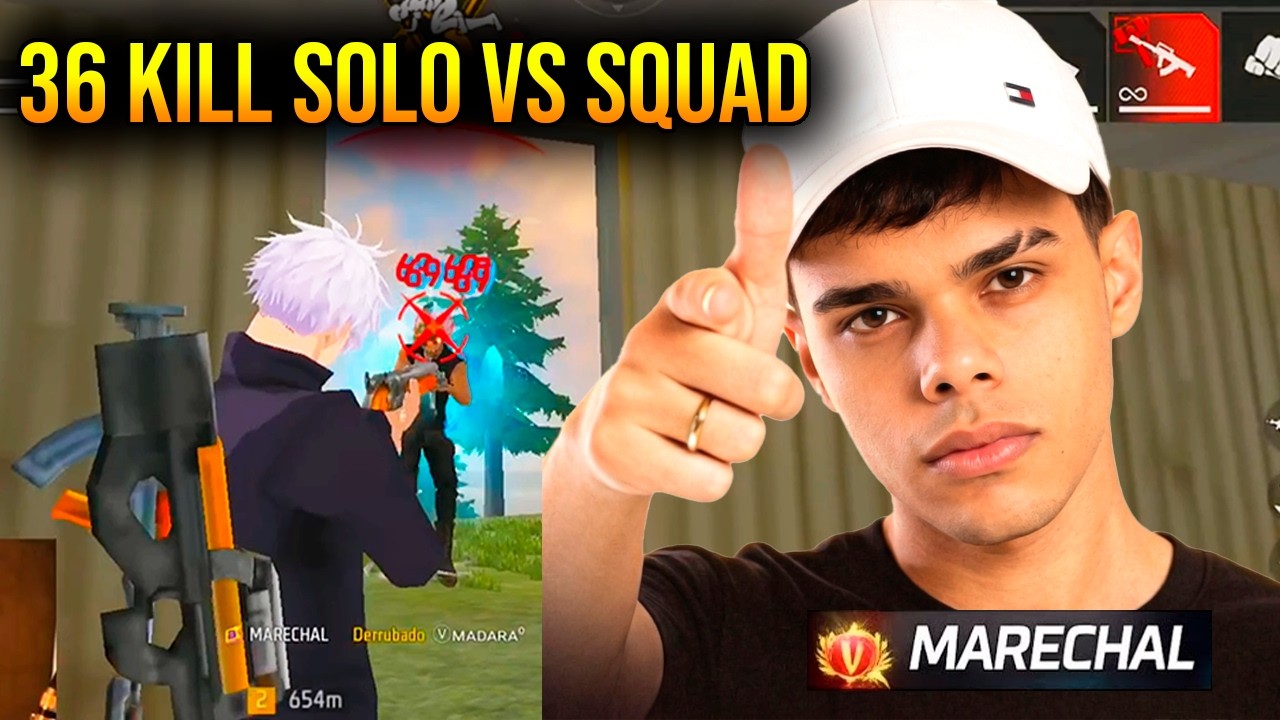 36 KILL SOLO VS SQUAD - MARECHAL COM A SENSI DO FULL VERMELHO NESSE RANK INSANO! FREE FIRE - NINJA